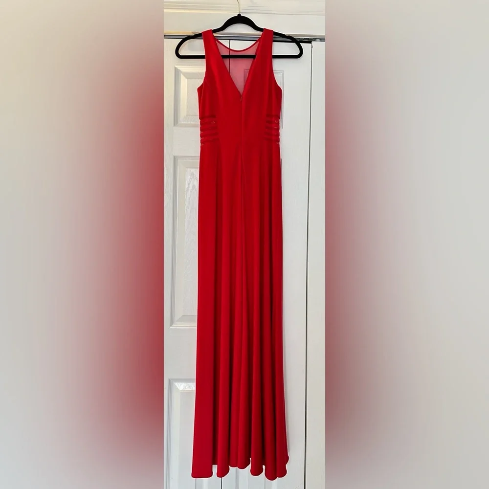 Red Gown with Mesh Cut outs - Picture 3 of 14